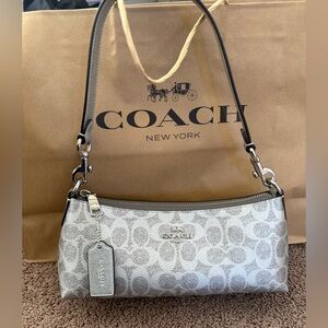 NWT Coach Silver and Gray Signature Shoulder Bag